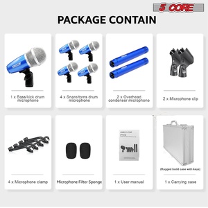 5Core Drum Mic Kit 7 Pcs Kick Bass Tom Snare Dynamic <b>Microphone</b> Instrument Mics Set - Product Image 6