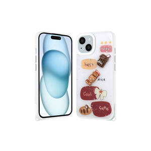 Coque arrière en silicone souple de luxe avec paillettes liquides brillantes et motif en relief pour iPhone 15 Plus - Blanc - Product Image 1