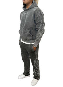 Manufacturers Tracksuit Clothes Acid Wash 420 Gsm <b>Hoodie</b> Custom Print <b>Mens</b> Streetwear Heavyweight Oversized Tracksuit - Product Image 5