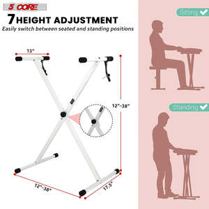 5 Core Keyboard <b>Stand</b> X Shape Height Adjustable Foldable Portable Key Board DJ <b>Controller</b> <b>Stands</b> - Product Image 2