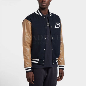 <b>Men's</b> 100% Cotton Stand Collar Breathable Letterman <b>Jacket</b> Covered Button Custom <b>Long</b> Sleeve Fleece Latest Designs Wholesale - Product Image 2