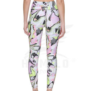 Venta al por mayor patrón sólido de las mujeres de cintura alta de secado rápido Yoga Leggings Servicio OME personalizable con cintura elástica cierre pantalón - Product Image 4