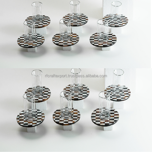 Juegos de posavasos con incrustaciones de perlas madre de mesa, posavasos con incrustaciones de resina personalizados, accesorios de mesa con incrustaciones de fregona de té y café - Product Image 3