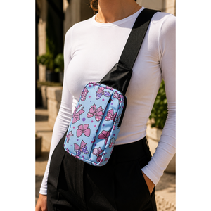 Bolso Bandolera con Cremallera y Estampado Azul Claro, Accesorio de Moda - Product Image 1