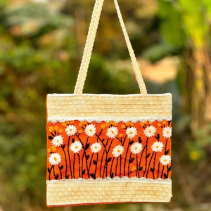 Grand sac fourre-tout écologique en toile de coton et jute de couleur festive pour une utilisation en extérieur pour l'Aïd d'autres occasions directement du Bangladesh - Product Image 5