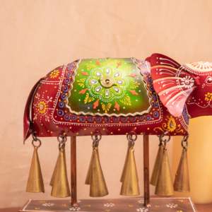 Motif d'éléphant bohème avec 10 clochettes en fer pour les festivités de Diwali - Product Image 3