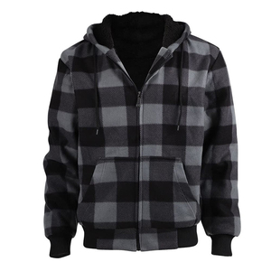 2025 New Winter Oversized Full Zip <b>Flannel</b> <b>Jackets</b> Hoodie Solid Lined Custom 100% Cotton Fleece Pullover Streetwear Breathable - Product Image 1