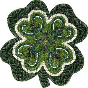 Napperon perlé Napperon de table très tendance brodé fleur verte structuré coureur multicolore au prix le plus bas réduit - Product Image 1