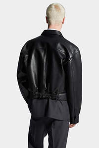 Veste en cuir vintage chic pour hommes et femmes avec fausse fourrure - Product Image 6