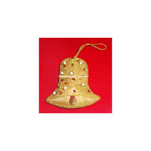 Dernière conception et qualité supérieure Zari broderie cloche forme noël suspendus ornements pour festival décoratif en vrac quantité - Product Image 1