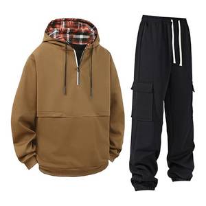 Ensembles de survêtements pour hommes 2 pièces tenues de jogging athlétiques tenues décontractées pour hommes sweats à capuche zippés et pantalons de survêtement - Product Image 1