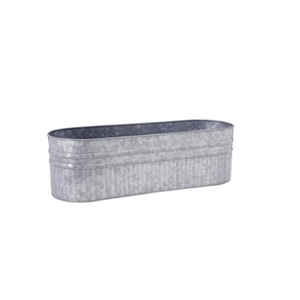 Maceta Vintage de Metal Galvanizado con Borde Dorado, Redonda, Decorativa, para Interiores y Exteriores, con Bandeja de Goteo - Product Image 3