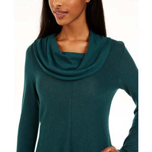 Maglione Junior BCX Verde con Collo a Cappuccio e Orlo a V, Stile Casual Texturizzato per la Stagione Autunnale, Taglia Piccola - Product Image 3