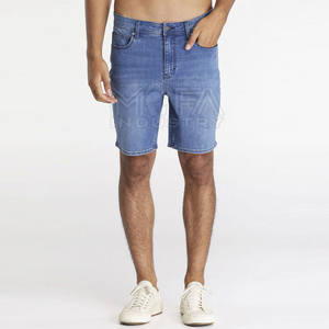 Shorts en jean pour hommes grande taille, coupe droite, extensibles, délavés clairs, respirants, décontractés d'été, taille mi-haute, avec support pour étiquette personnalisée - Product Image 1