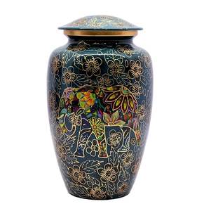 Urna de cremación de metal antigua con detalles hechos a mano que brindan a las familias una comodidad conmemorativa atemporal - Product Image 1