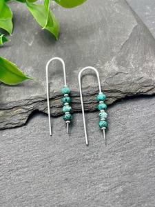Boho <b>bead</b> earrings with turquoise design andy cascading <b>fringe</b>, unique jewelry gift - Product Image 5