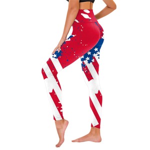 Leggings de sport respirants en coton/fibre de bambou, taille haute, longueur genou, sans coutures, style hip-hop, personnalisables pour l'équipe américaine - Product Image 3