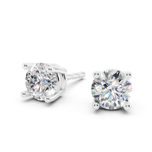 Pendientes redondos de corte brillante en oro blanco disponibles en opciones de personalización OEM, ideales para ocasiones especiales, aniversarios - Product Image 1