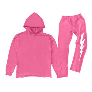 Survêtement vintage d'hiver lavé à l'acide imprimé sur mesure en gros Ensemble sweat à capuche et pantalon de survêtement unisexe Streetwear vieilli - Product Image 4