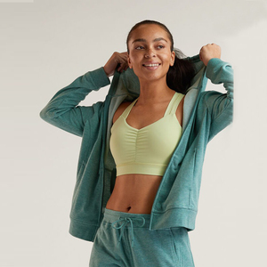 Sudadera con capucha y logotipo personalizado para mujer, ropa de calle bordada con capucha con cremallera cálida forrada para invierno, cordón liso - Product Image 1