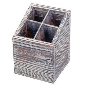 Porte-stylos en bois de forme carrée, organisateur de bureau, pour usage scolaire et professionnel, finition naturelle, fabriqué en bois, étui pour bureau et école - Product Image 4