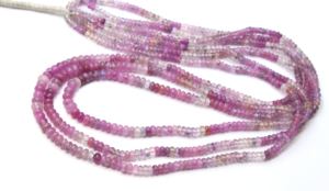 <b>Pink</b> Sapphire Shaded Smooth Roundel Shape <b>Beads</b> Natural Sapphire Gemstones <b>Beads</b> 2X4MM length is 18''Inches Jewelry Making <b>Beads</b> - Product Image 5