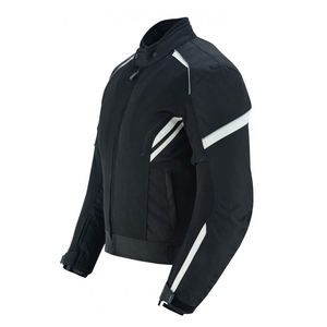 Factory Direct Supplier Motorbike Leather <b>Jackets</b> Good Price Black & White Reflector Stripes <b>Racing</b> Motorbike Gears Bike Runner - Product Image 5
