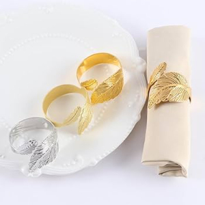 <b>Hammered</b> Texture Gold Metal Napkin Rings Set of 4 Elegant Brass Napkin <b>Holders</b> Modern Luxury Gold Toned Napkin Cuff Rings - Product Image 4