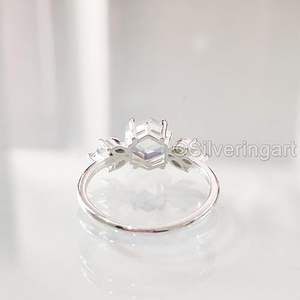 แหวนผู้หญิง โอปอลธรรมชาติ พลอยประจำเดือนตุลาคม ของขวัญคริสต์มาส ของขวัญวันครบรอบ แหวนซ้อนกันได้ เครื่องประดับ แหวนเงินแท้ 925 - Product Image 6