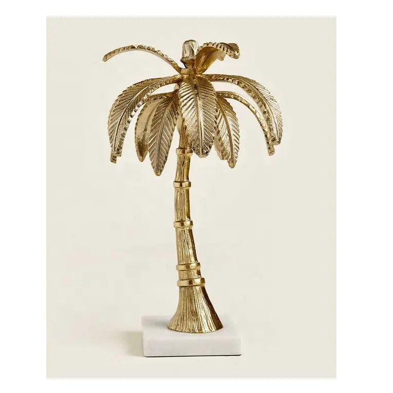 Aluminum Frame Palm Tree Accent decor with Marble Base Decorative Objects with Customized Shaped & Top Grade Metal Made For Sale