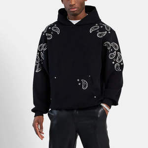 Nuevas y elegantes sudaderas con capucha térmicas personalizadas para hombre al por mayor con cremallera de cara completa y capucha extragrande con diseño de logotipo de diamantes de imitación para el invierno - Product Image 1