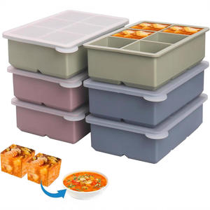 Moules à glaçons carrés en silicone grande taille, vente en gros d'usine, avec couvercle amovible anti-fuite, sans BPA, pour cocktails et whisky - Product Image 1