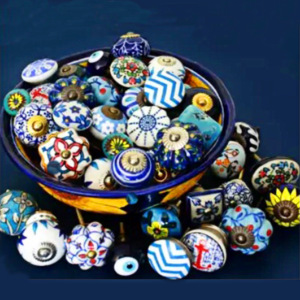 Boutons et poignées de porte en céramique de serrure de mortaise décorative de conception moderne peinte à la main pour une utilisation dans plusieurs pièces - Product Image 2