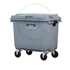 Conteneur à déchets en plastique de première qualité, 660 LT, structure debout, couleur grise, HDPE, fabrication turque, vente chaude - Product Image 1