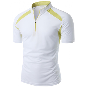 Camiseta ligera de entrenamiento de algodón orgánico 100% para hombre, camiseta de entrenamiento de gimnasio de manga corta con cuello con cremallera y diseño transpirable - Product Image 2