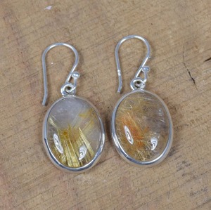 July birthstone ต่างหูแฮนด์เมด925เงินสเตอร์ลิงตะขอพลอยทอง rutile รูปไข่รูปร่างเครื่องประดับของขวัญแต่งงานสำหรับเธอ - Product Image 2