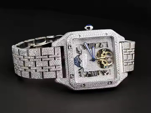 Elegante reloj de diamantes de lujo Reloj de diamantes de cuarzo Estilo hip hop Esfera cuadrada Moissanite Diamante para hombres - Product Image 3