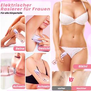 Afeitadora Eléctrica 2 en 1 de Doble Cabezal para Mujer, Recortadora de Bikini Húmeda y Seca con Doble Cuchilla para Cara, Piernas, Brazos y Axilas, Afeitadora Rotatoria - Product Image 2