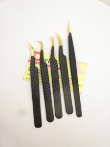 Diamond Grip Matte Black Coated Stainless Steel <b>Eyelash</b> <b>Tweezers</b> Sustainable Curved Pointed Volume <b>Eyelash</b> Extension <b>Tweezers</b> - Product Image 6