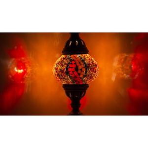 Lámpara de mesa de cristal de mosaico de estilo anatolio hecha a mano auténtica, lámpara de escritorio romántica, diseño hecho a mano turco - Product Image 3