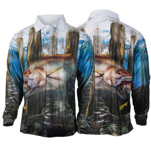 Polos de manga larga personalizados UPF50 + para hombre al por mayor secado rápido transpirable 100% poliéster sublimación ropa de pesca de talla grande - Product Image 6