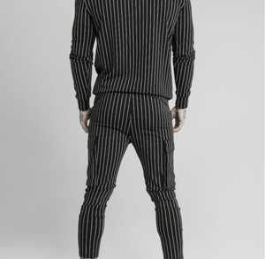 Ensemble de costume de sport décontracté 2 pièces pour homme coupe ajustée Sweat-shirt rayé personnalisé Pantalon long respirant pour Streetwear Printed Technics - Product Image 6