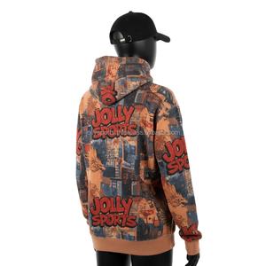 Sudadera con capucha de algodón polar de 320 GSM para mujer, con estampado gráfico completo multicolor, logotipo personalizado, ropa deportiva informal, sudaderas básicas para mujer - Product Image 5