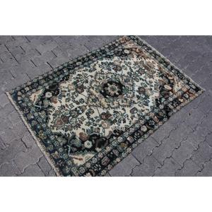 Alfombra Turca Vintage, Alfombra Decorativa de 3.3x6.3 pies (100x191 cm), Alfombra de Lana con Borde Azul - Product Image 3