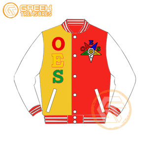 Customized Order Eastern <b>Star</b> Solid Appliques Cotton Fleece Embroidered Breathable Quick Dry Zipper Closure Stand Women's <b>Jacket</b> - Product Image 3