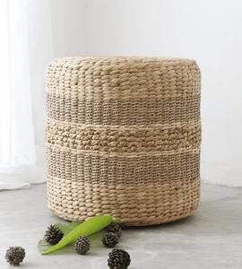 Cojín de suelo de junco marino natural al por mayor, otomana decorativa estilo bohemio, taburete redondo de jacinto de agua tejido, hecho en Vietnam - Product Image 1