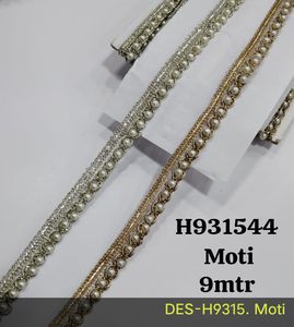 Cordones de borde Zari de oro metálico hechos a medida con mini perlas de plástico adecuadas para usar como bordes y adornos - Product Image 6