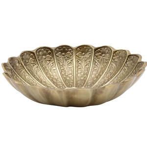 Bol à fleurs en laiton pour la maison Hôtel Restaurant salade de fruits Vaisselle couleur or Bol en laiton pour servir la salade fruits secs forme ronde - Product Image 1