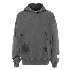 Sweat à capuche pour homme en coton 100% pour l'hiver, effet usé - Service de personnalisation ODM, tissu polaire imperméable - Product Image 5