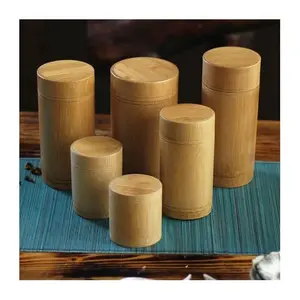 Eco products travel tea canister boxes bamboo storage with lid customized logo and sizes cheap price